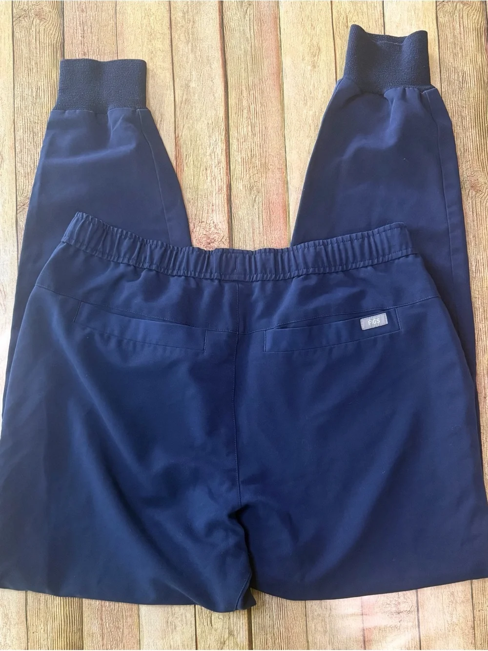 Figs Navy Joggers with Light Gray Drawstring